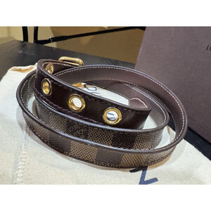 Louis Vuitton Damier Ebene Canvas Leather 25mm Buckle Belt 90/36 w COA